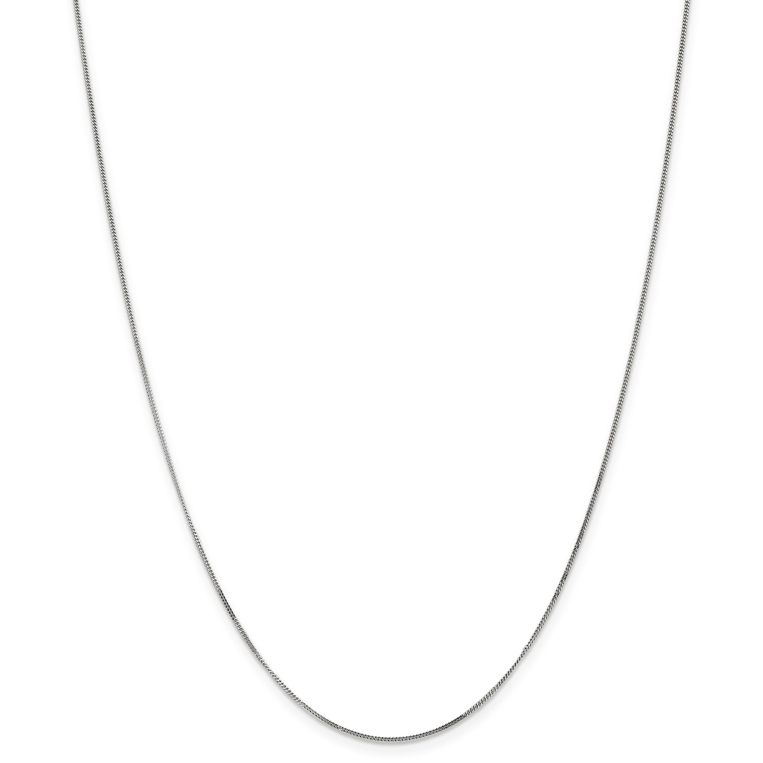 14k White Gold 0.90mm Solid Curb Link Pendant Chain w/ Spring Ring 16″ – 24″