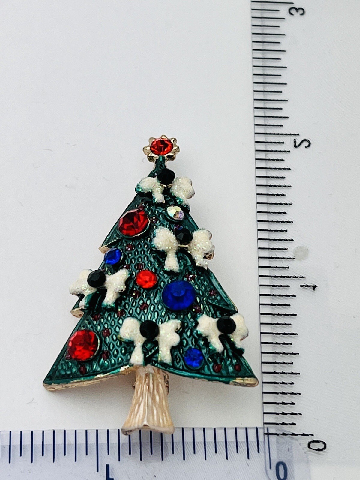 New High Quality Holiday Christmas Tree Brooch Pin 4PC LOT BUNDLE Enamel Crystal