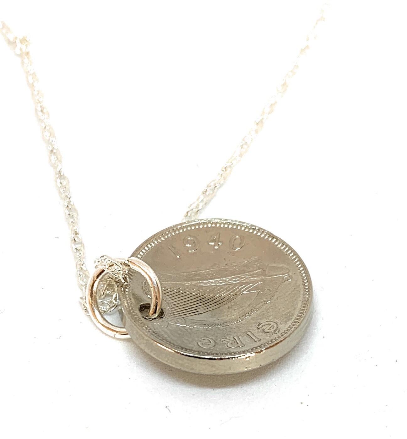 Birthday / Anniversary Irish 3D Three Pence Vaulted Coin Pendant with 45.7cm