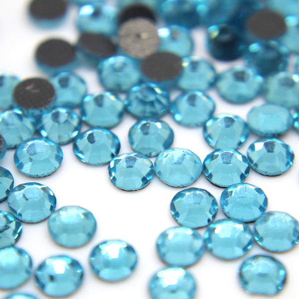 1440pcs HotFix Aquamarine Rhinestone Iron-On FlatBack Beads Czech Charm ss10 3mm