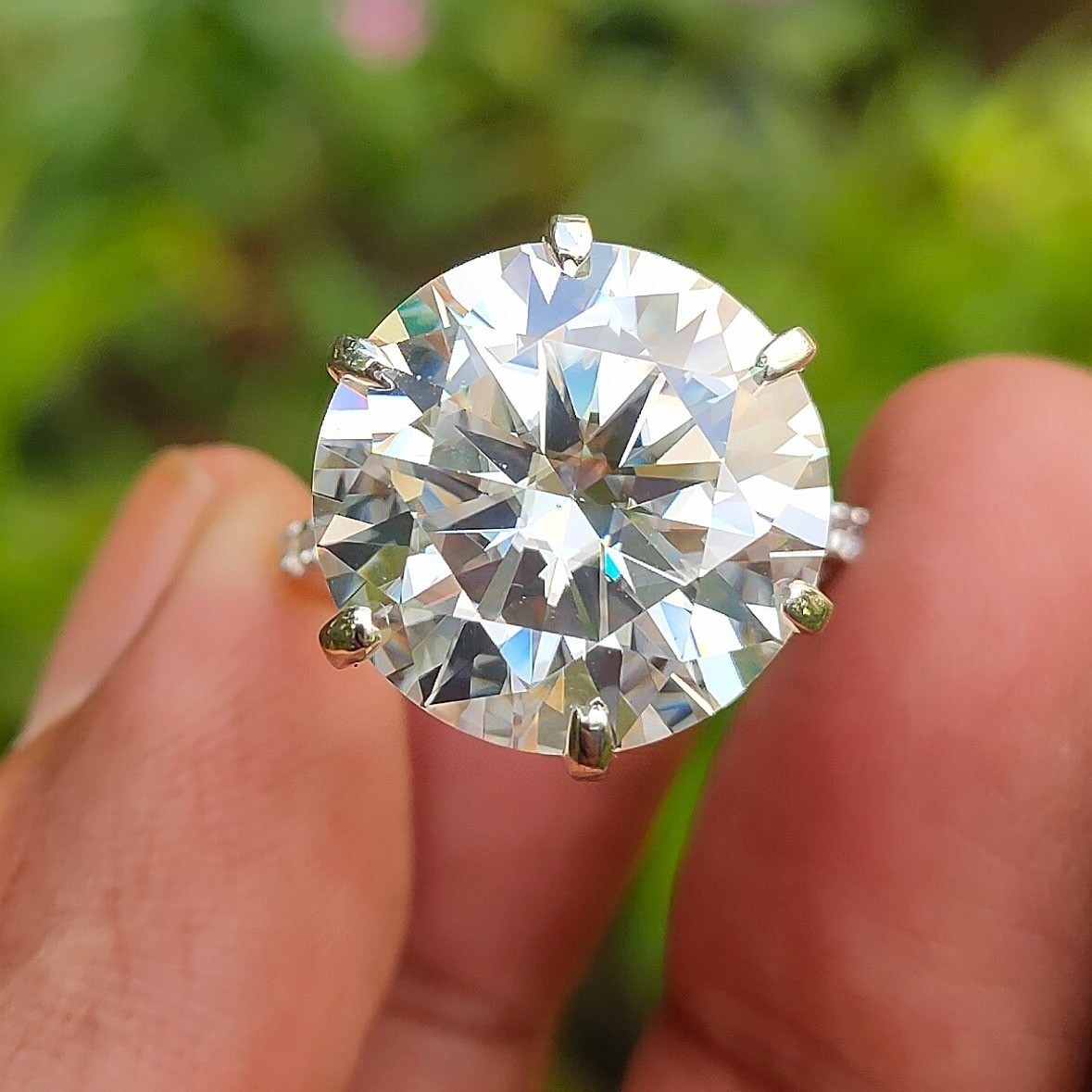 Rare Certified 9.50 Ct White Round Diamond Solitaire 925 Silver Ring Free Tariff