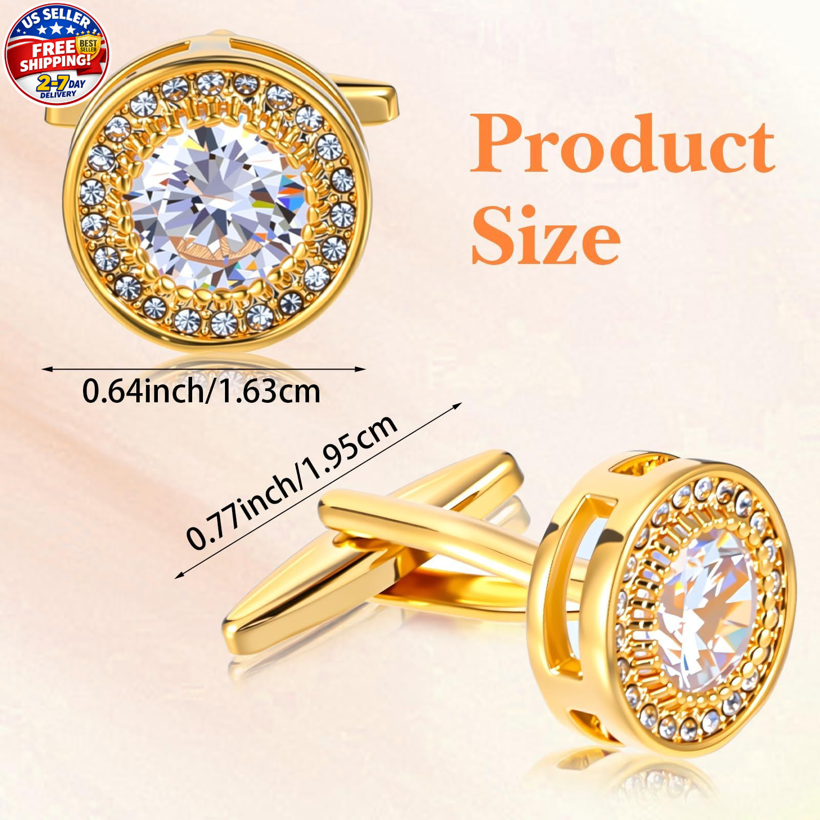 Cufflinks for Men Cuff Links Diamond Crystal Cuff Mens Personalized Classic Roun