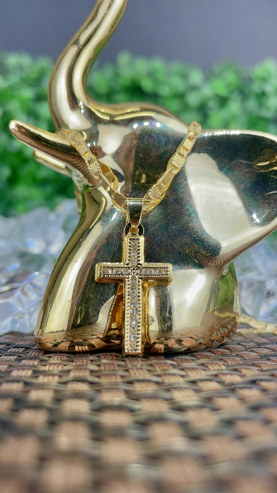 14K Gold Filled CZ Cross Necklace Charm Crucifix Pendant 24x14mm Valentino Chain