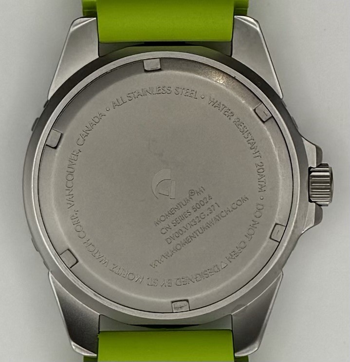Momentum M1 Dive Watch White Dial Lime Green Rubber Strap 20ATM Stainless Steel