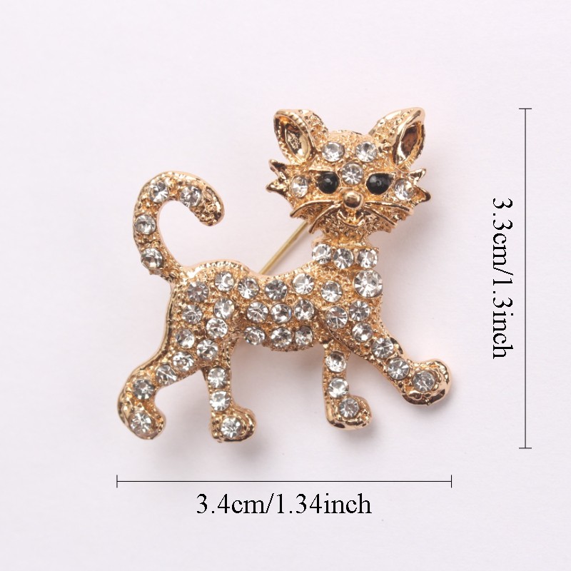Vintage Cat Brooch with Rhinestones: Elegant Jewelry, Ideal Gift