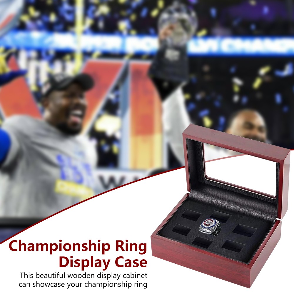 7 Holes Championship Ring Display Case Box Wooden Collection Storage Box Gift US