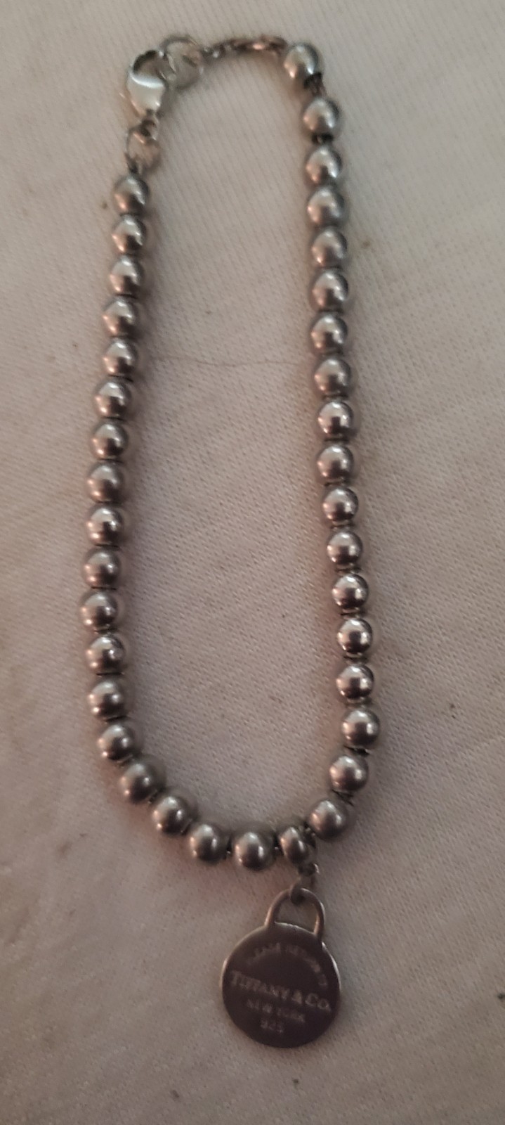 Tiffany Co Tiffany Tag Bead Bracelet sterling 4.8 gm Tiffany 925 6″ In. Long