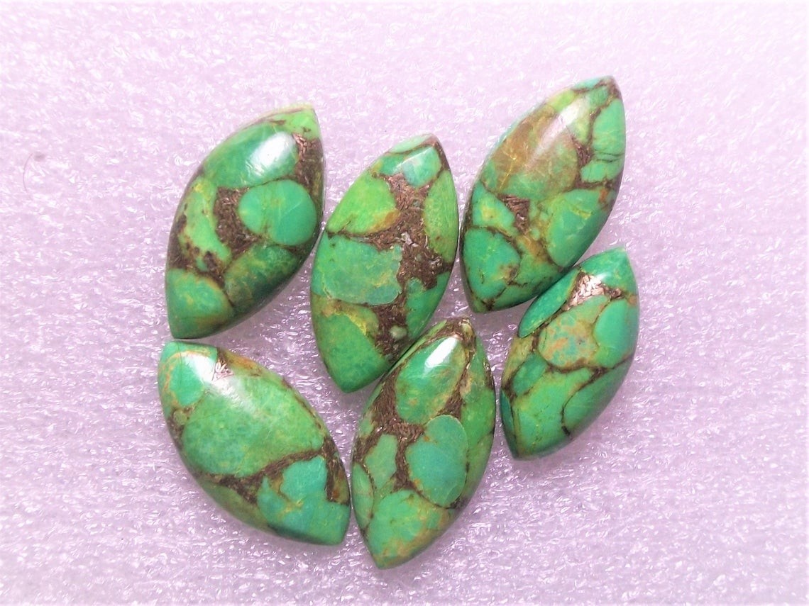 Natural Green Copper Turquoise Marquise Cabochon 5x10mm To 12x24mm Gemstone