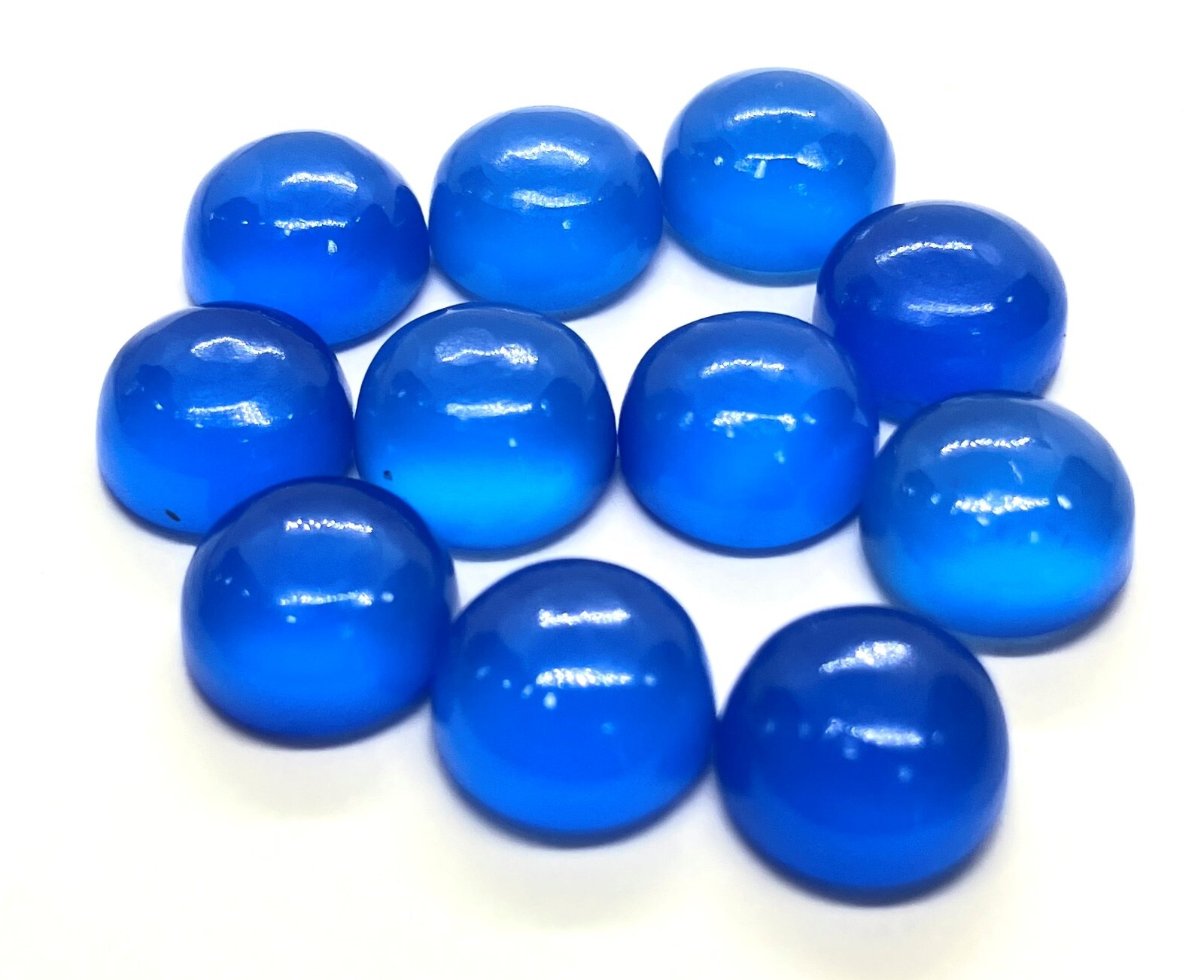 Round Flat Back Blue Chalcedony AAA Natural Loose Gemstone For Making Jewelry