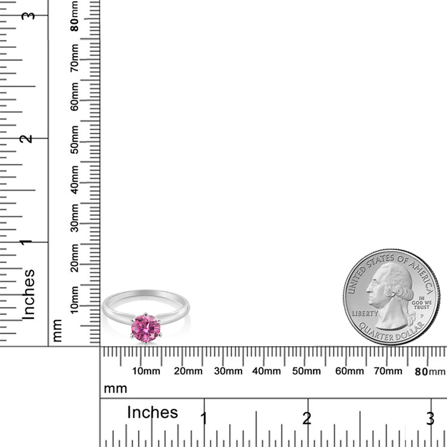 18K White Gold Pink Moissanite Solitaire Engagement Ring For Women (1.00 Cttw,