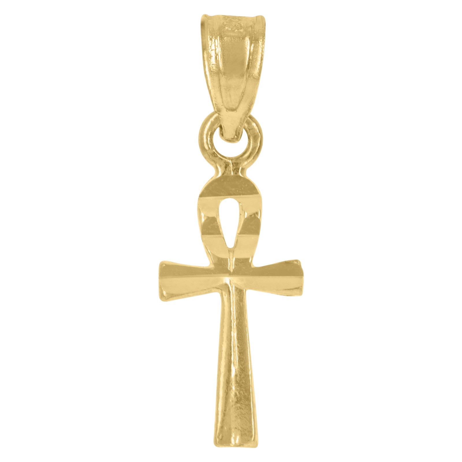 10kt Yellow Gold Diamond-Cut Womens Ankh Cross Religious Charm Pendant
