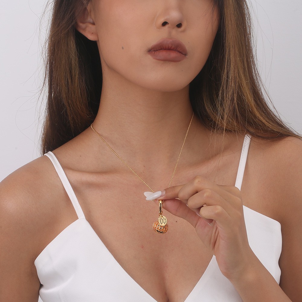 Halloween Pumpkin Pendant Necklace with Bag Chain Gold Plated Jewelry Gift