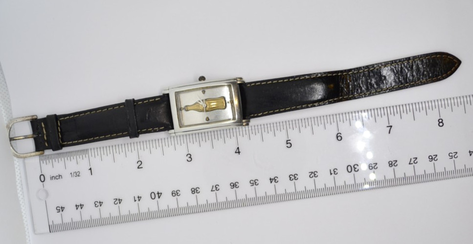 1996 Coca-Cola Watch Vintage Limited Edition 890/1500 Rectangle Black Leather