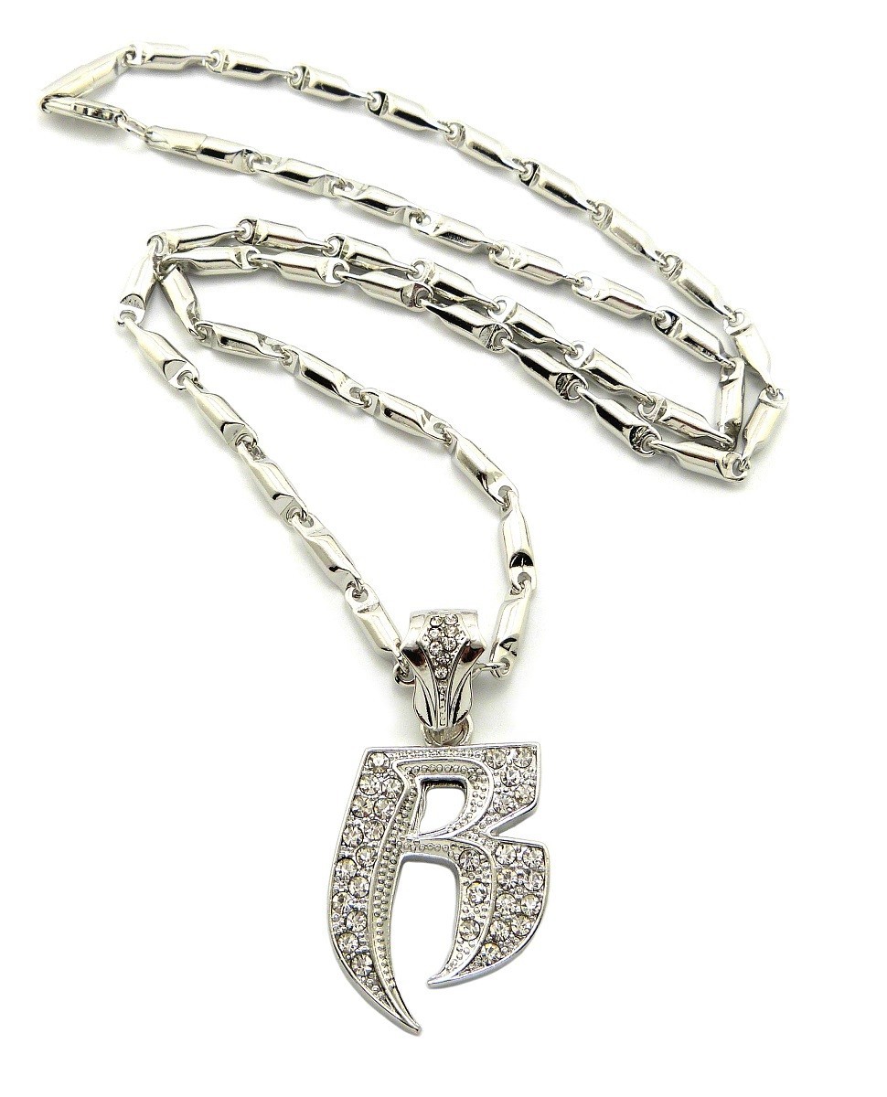 New RUFF RYDER ‘R’ Hip Hop Pendant 4mm/24″ Sausage Chain Necklace MZ85