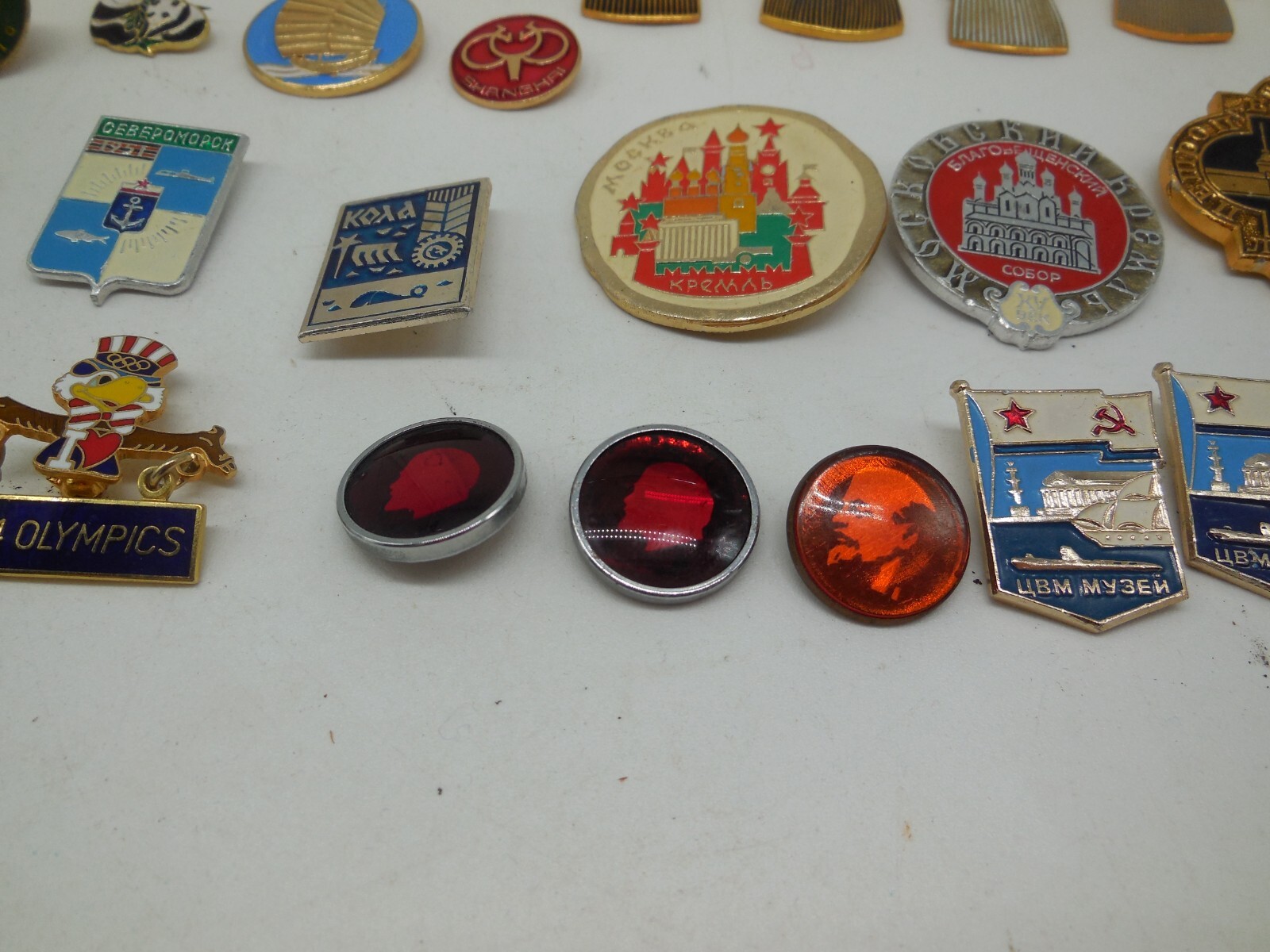 H12 Vtg Russian & Chinese Lapel Pins & Opera Mask Pendant lot Set Enamel