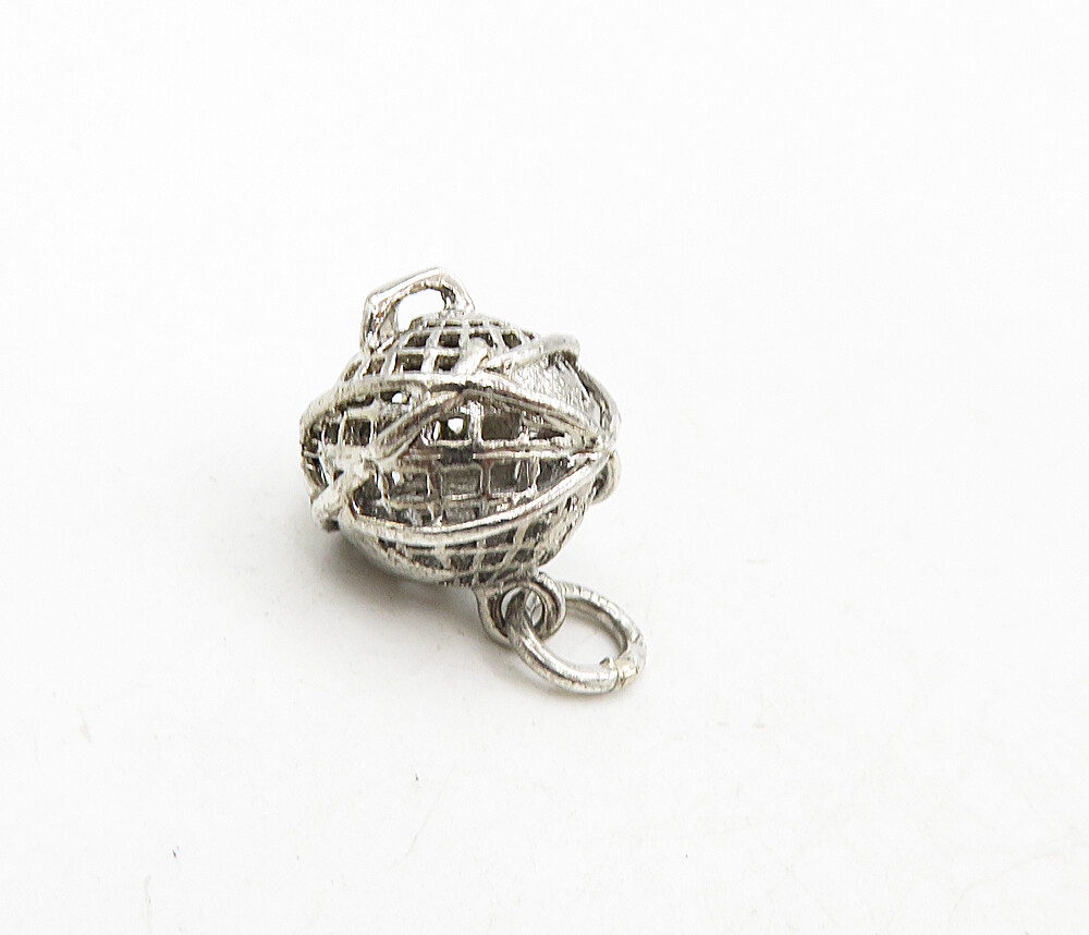 925 Sterling Silver Vintage Petite Wrapped World Globe Drop Pendant PT6811