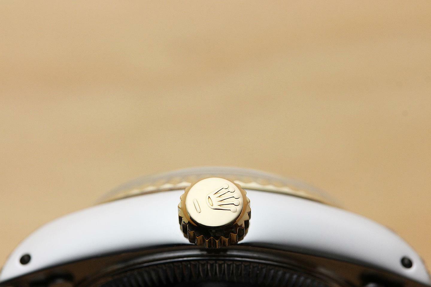 ROLEX LADIES DATEJUST 18K YELLOW GOLD & STEEL QUICKSET WATCH + DIAMOND LUGS