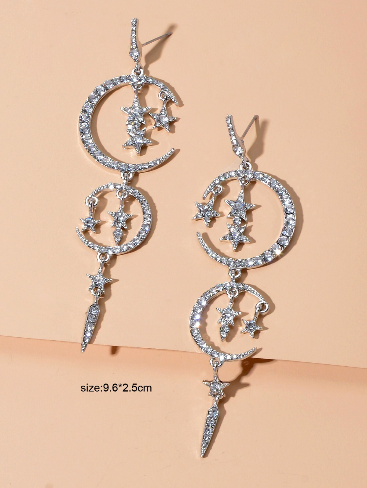 Starry Night Sky Dangle Earrings with Crescent Moon Celestial Jewelry Party Gift