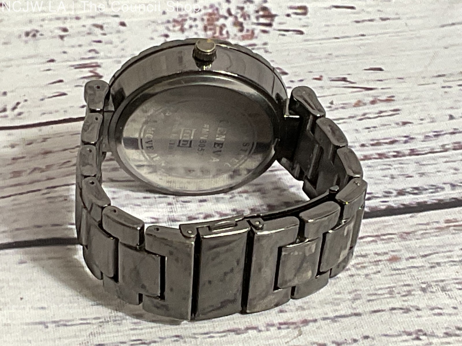 GENEVA MN Collection MN MN8052 Women’s Black & Rhinestone Watch- 6″
