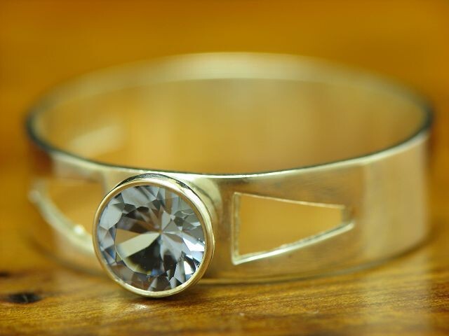 830 silver ring with synth. Aquamarine Trim / Real Silver / RG 53 / 1.5g
