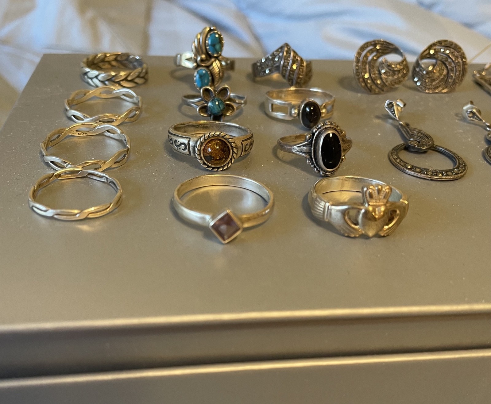 Vintage Sterling Silver 925 Jewelry Lot with Marcasite, Excellent Condition