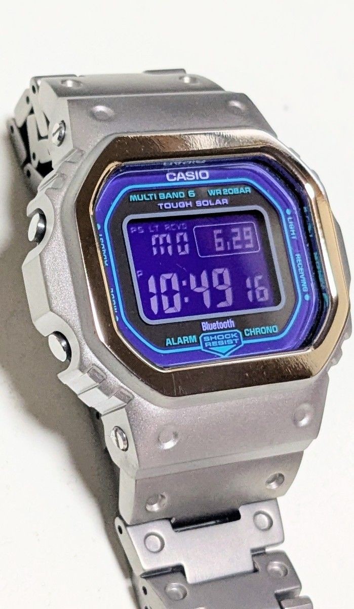 excellent condition G SHOCK GW B5600 blue full titanium radio solar mobile link