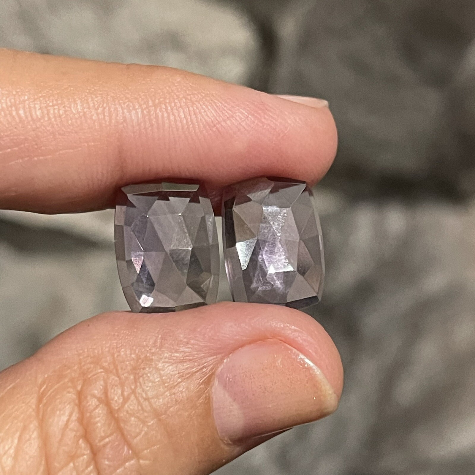 11.6ct 14.4c10.5×4.4mm Pair Pink Faceted Amethyst Rose Cut Cabochons Gems
