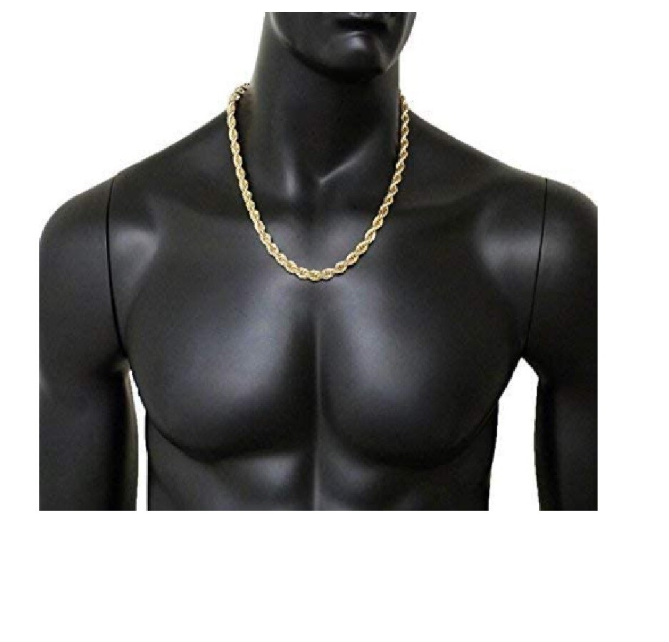 18K Gold Filled 16″- 32″ Tarnish-Resist Classic Diamond-Cut Rope Chain Necklace