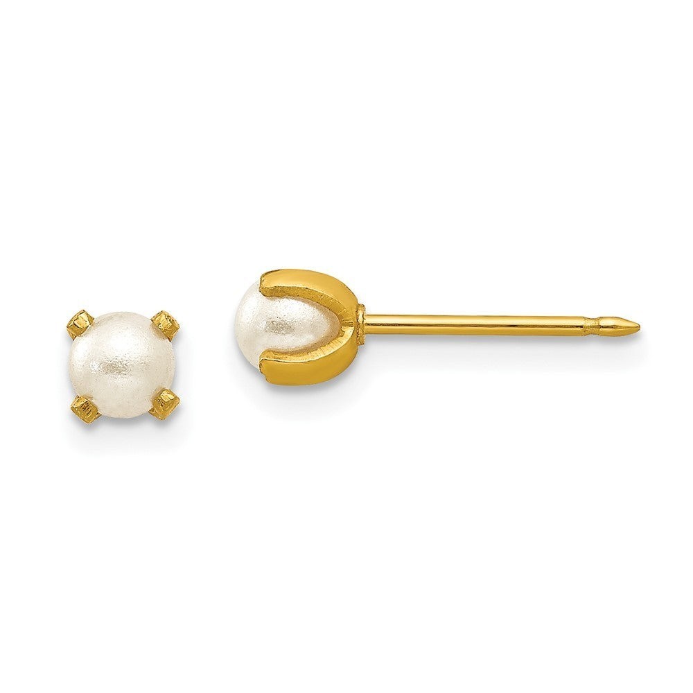 Inverness 14k 4mm Cultured Simulated PEARL Post Piercing Earrings Kit NeW
