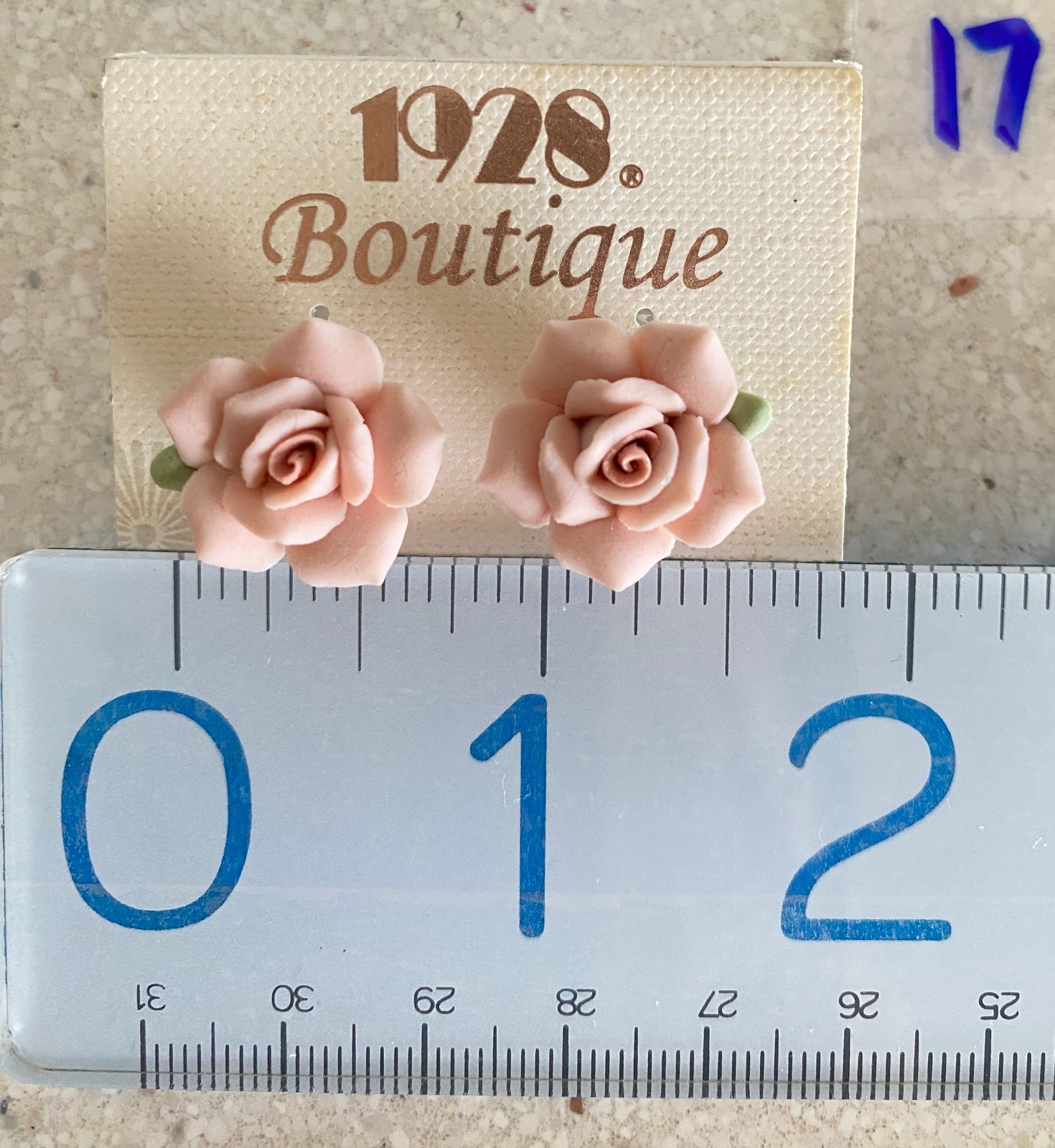 Vintage 1928 Boutique Earrings Pink Porcelain Rose Post Stud New Floral Flower