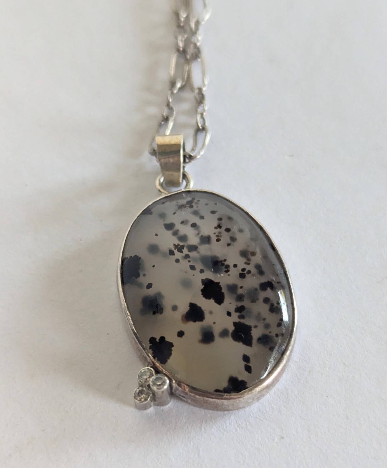 One-of-a-kind Artisan Handmade 925 Sterling Silver & Montana Moss Agate Stone