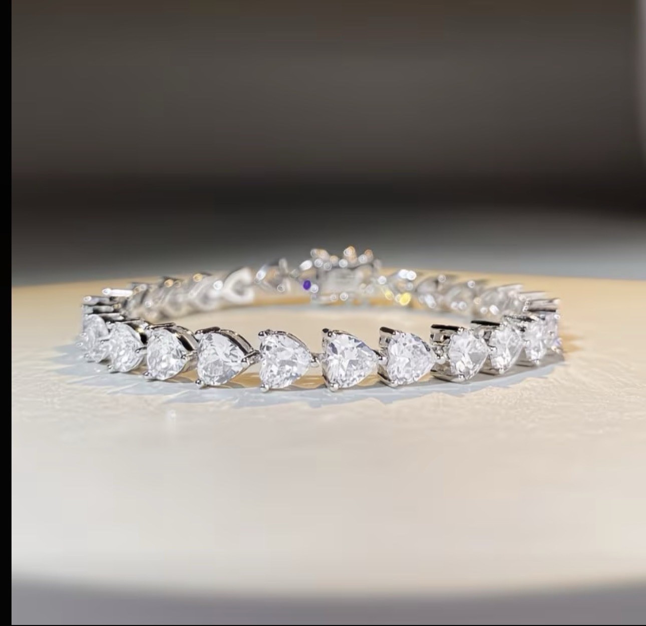16 CTW Natural Moissanite Heart Bracelet VVS1 D Clarity