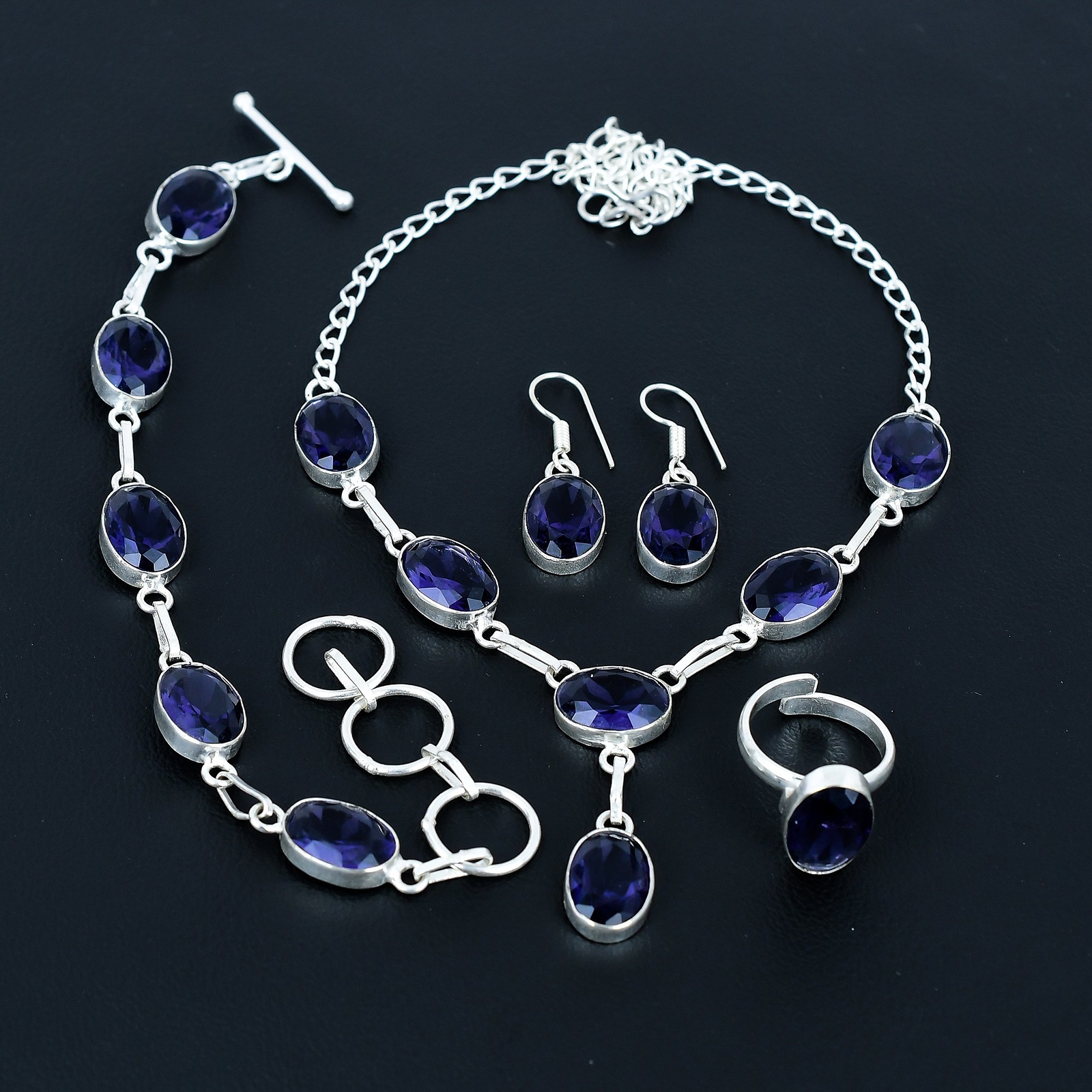 African Amethyst 925 Sterling Silver Oval Gemstone Handmade Jewelry Set VJ 211
