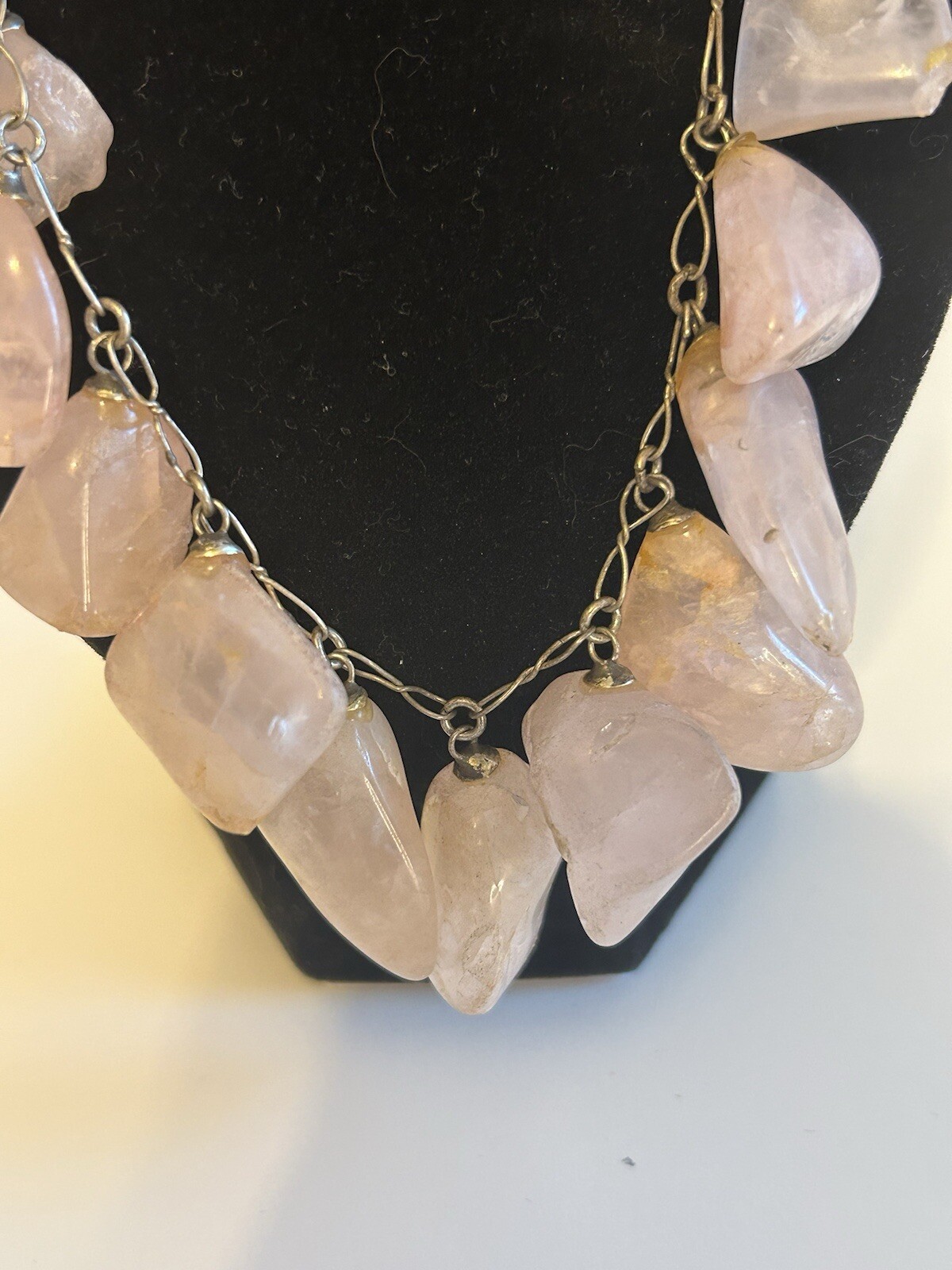 RARE One Of A Kind ROSE QUARTZ Necklace 18in Varying Stone Size/Shape 114g *See