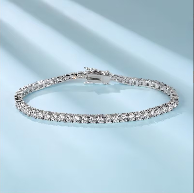 Women’s Tennis Bracelet Christmas Gift Lab Grown Diamond 14K Solid White Gold