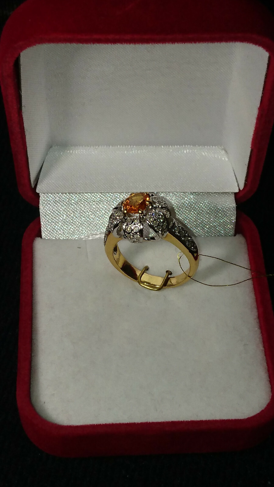 60 BRILLIANT Excellent!!!! Ladies gold ring 585 with sapphire!, size 16.5-17