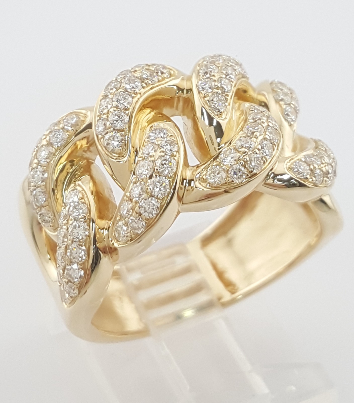 Diamond Cuban Link Gent’s Ring 1.3 ct 14k Yellow Gold 8.8 Grams