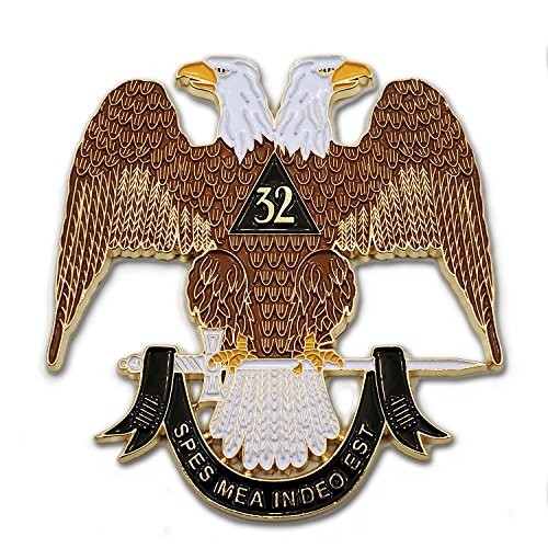 32nd Degree Scottish Rite Masonic Auto Emblem – Brown & White – 3” Tall