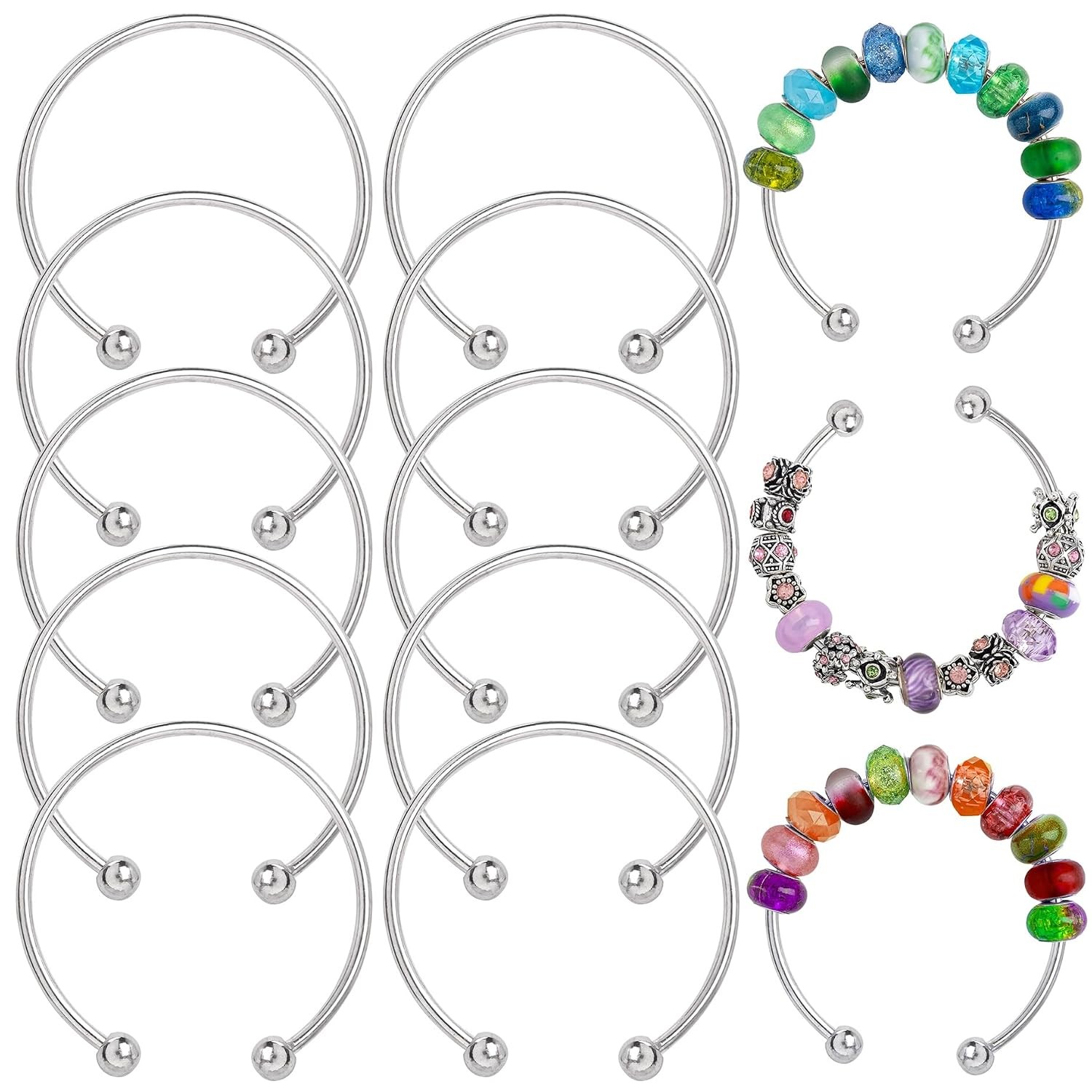 Framendino, Ball Opening Adjustable Wire Blank Beadable Bracelet Expandable Cuff