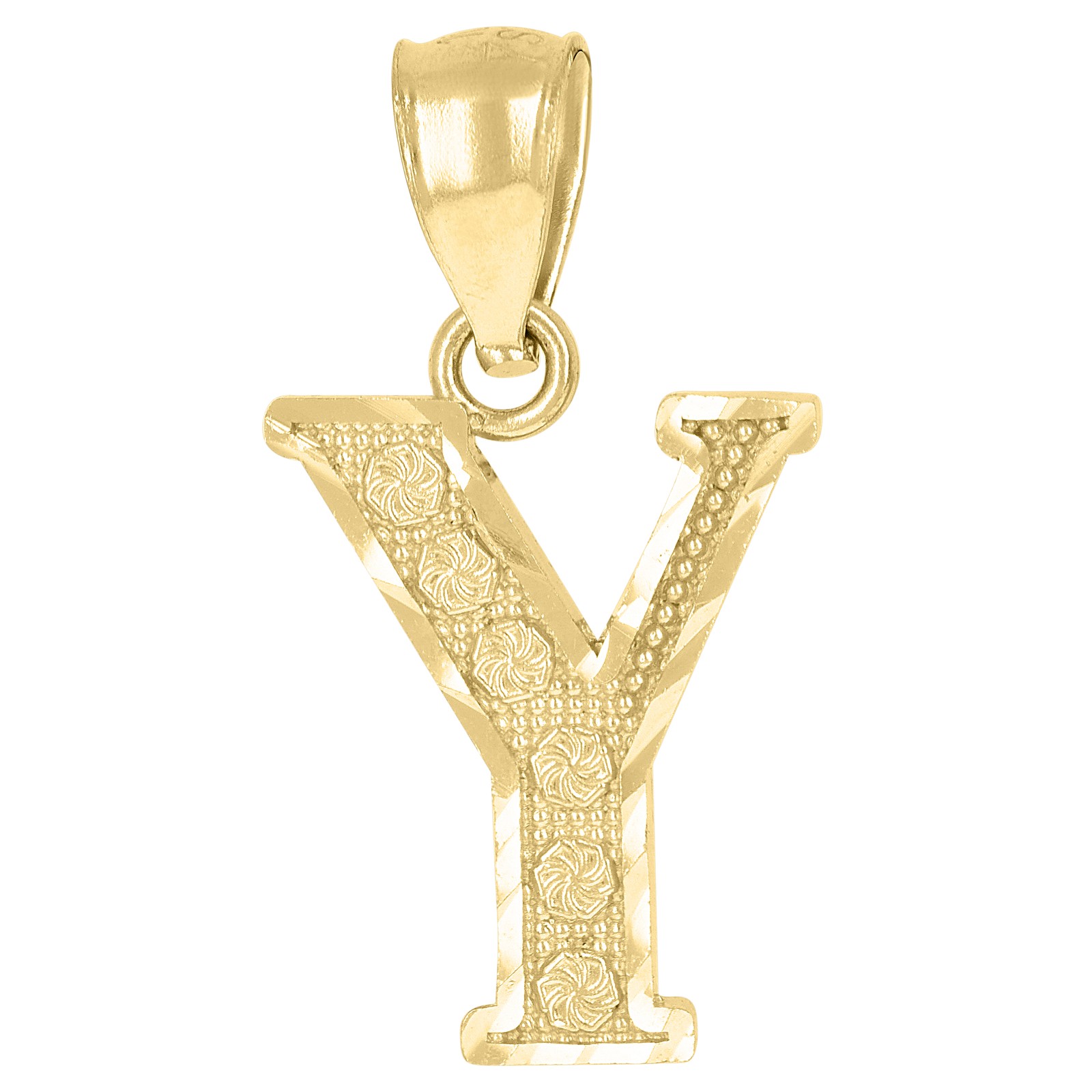 10kt Yellow Gold Unisex Initial Y Alphabet Charm Pendant