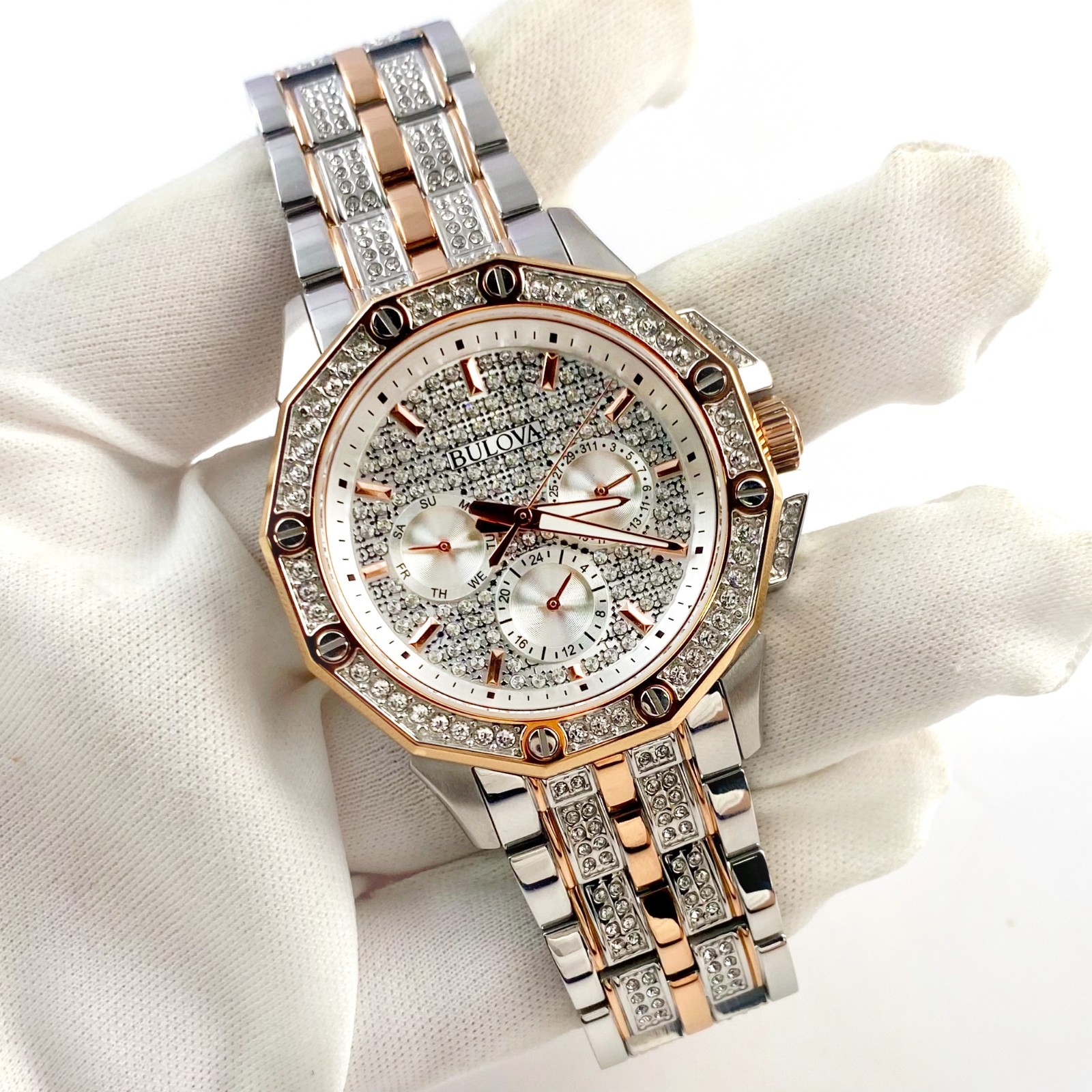 Bulova Octava 98C133 White Crystal Dial Two-Tone Quartz Men’s Watch