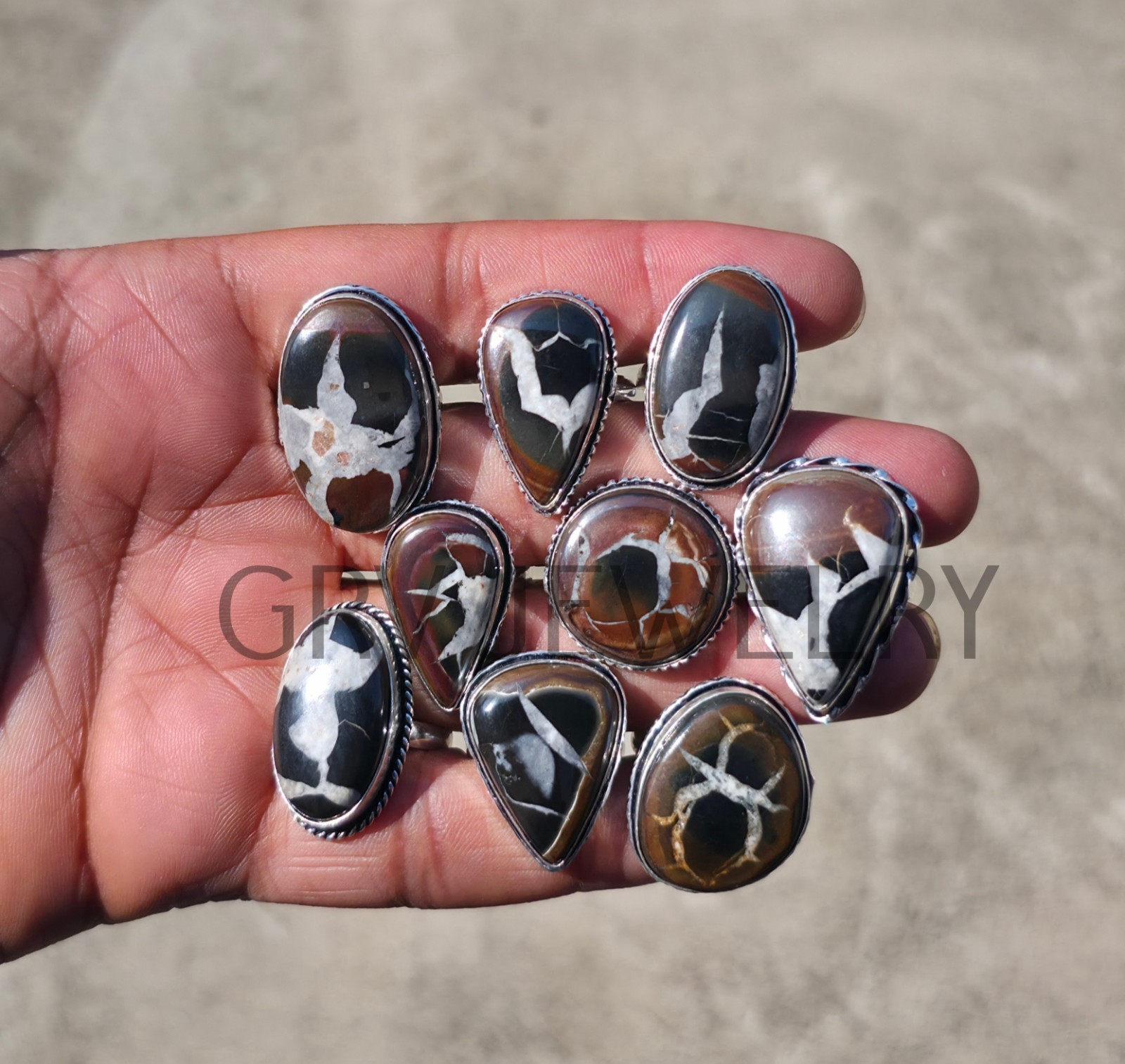 1-500 Pcs Spider Septarian In Wholesale Rings Lot Bulk: Silver Plated Whr-98