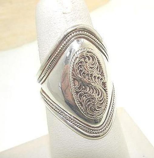 Genuine Hand Crafted Nepal Himalayan Tibetan Domed Sterling Silver Filagree Ring
