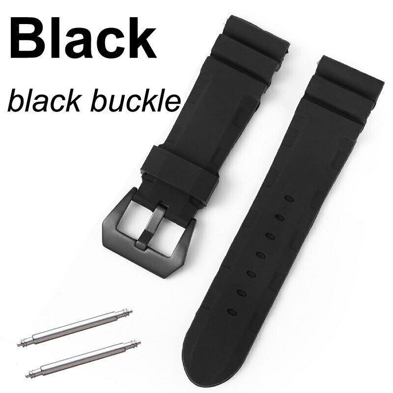 22mm 24mm Watch Band Strap Rugged Silicone Rubber Soft Sports Wristwatch Bands