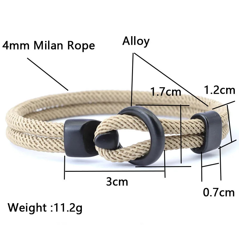 Men Apparel Accessories Bracelet Bilayer Milan Rope Nautical Wrap Rope