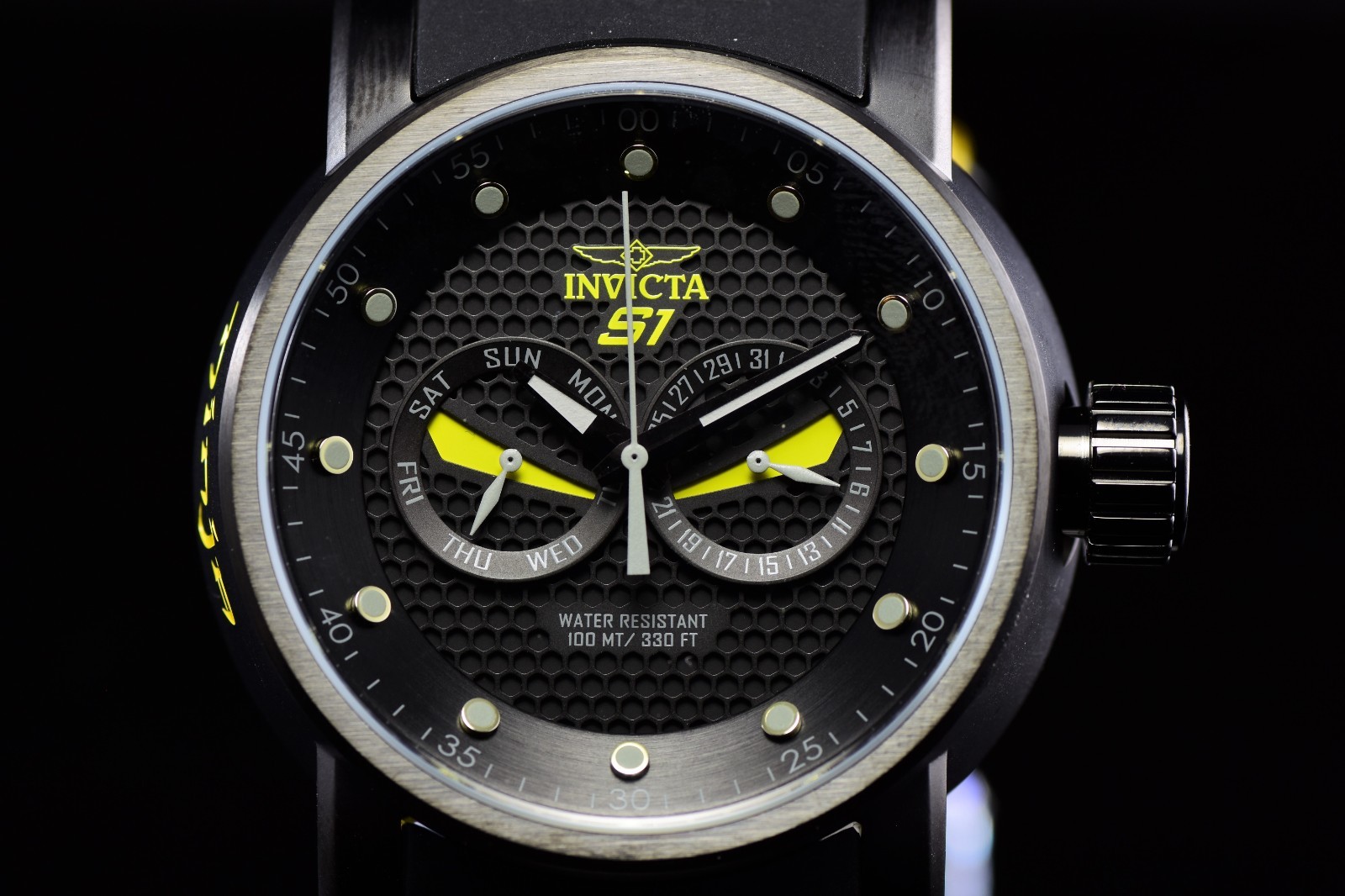 Invicta Men’s S1 RALLY NINJA Black Dial Yellow Accent Black Tone Men’s Watch