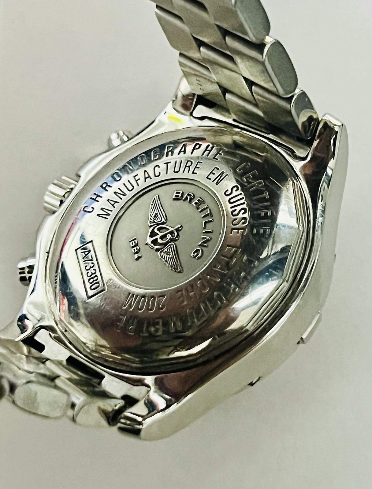 Breitling Colt A73380 Quartz Movement SS Chronograph Black Dial Watch 40mm