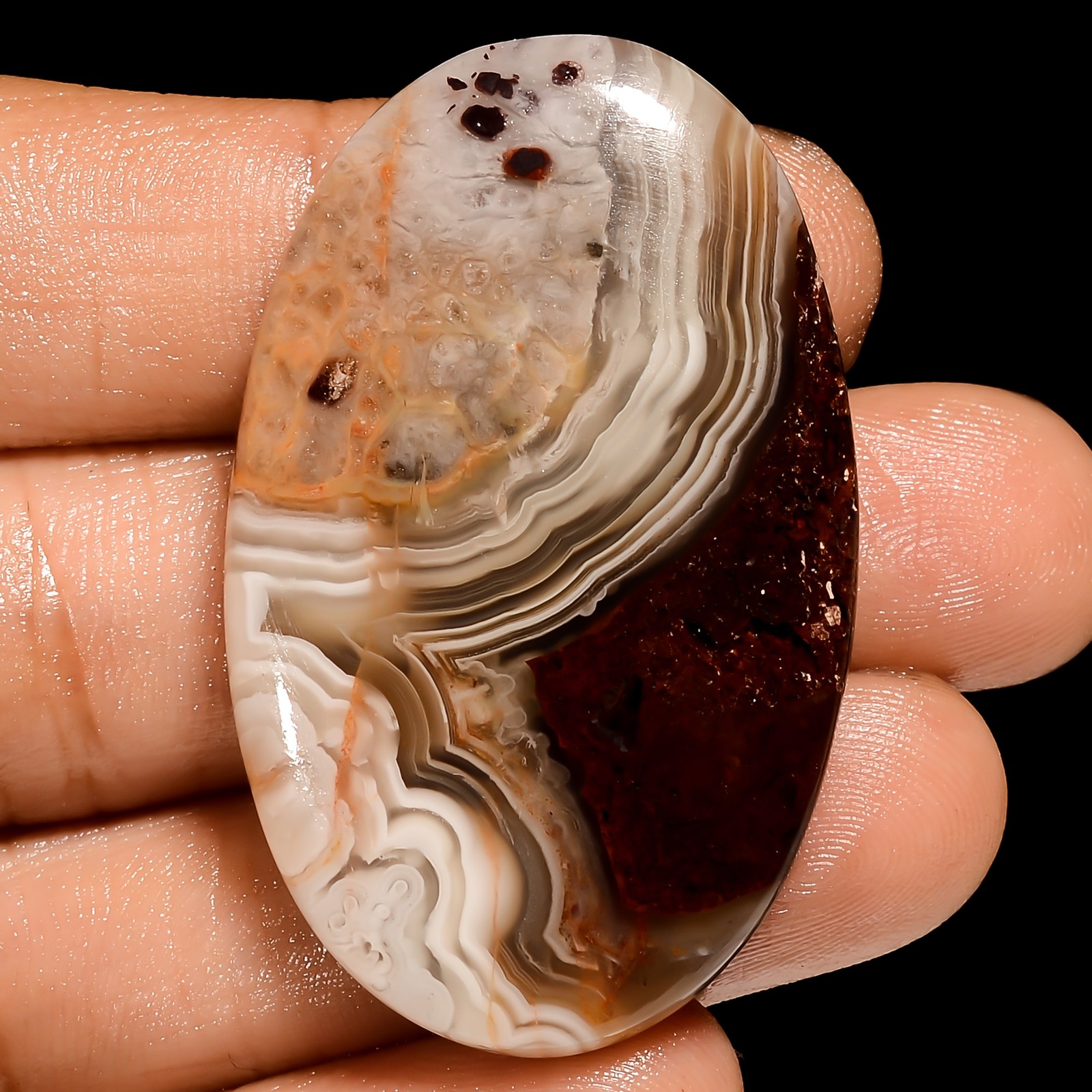 Natural Crazy Lace Agate Oval Shape Cabochon Gemstone 60 Ct. 43X26X5 mm EE-52531