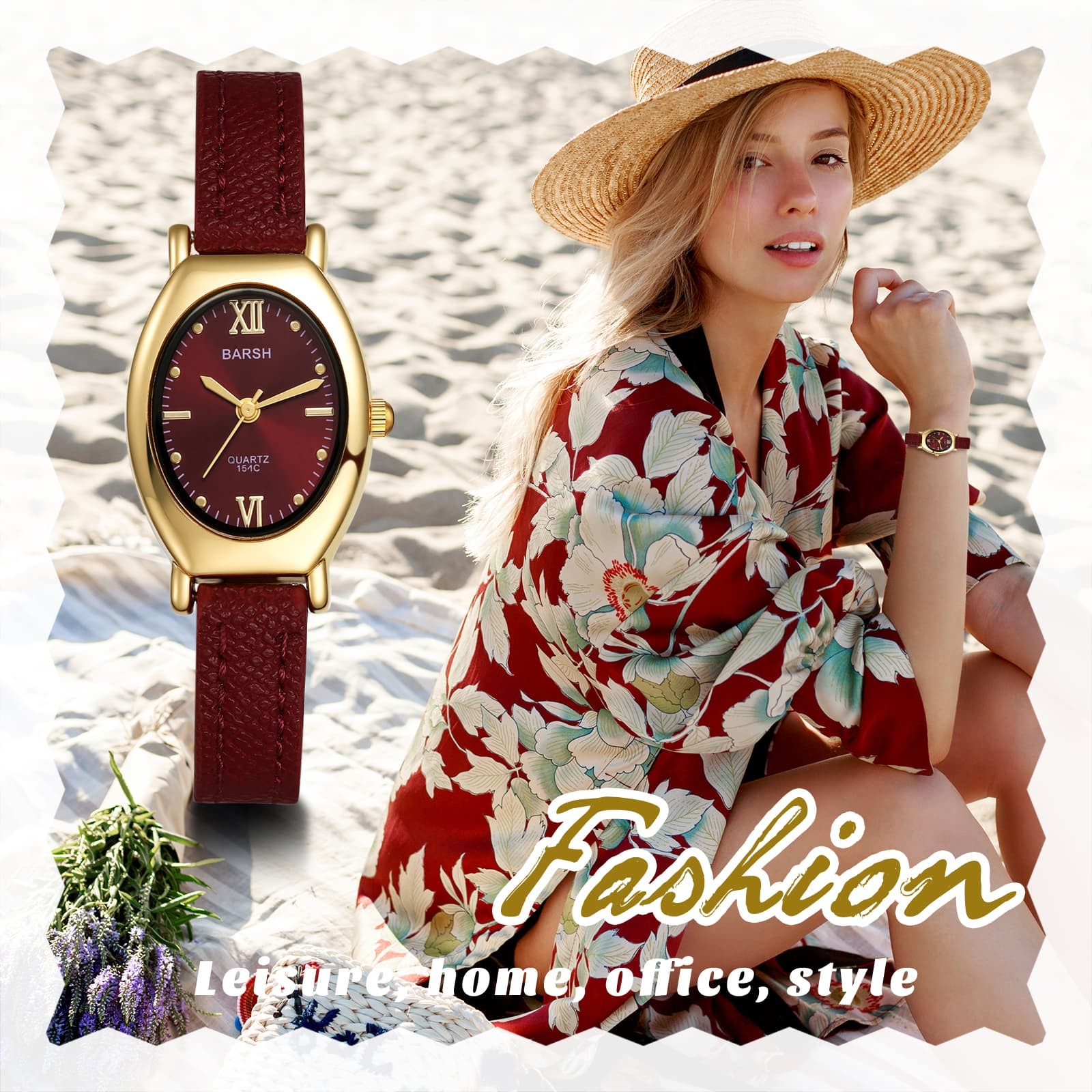 Women’s Oval PU Leather Band Dot Dial Wrist Watch for Casual Everyday Fashion