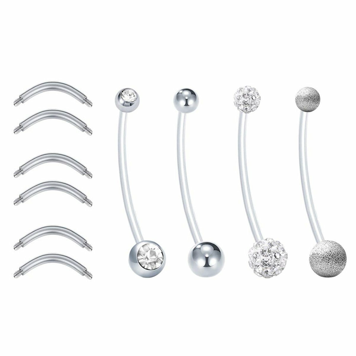 4Pcs 14G Pregnancy Belly Button Rings Sport Maternity Flexible Navel Belly Rings